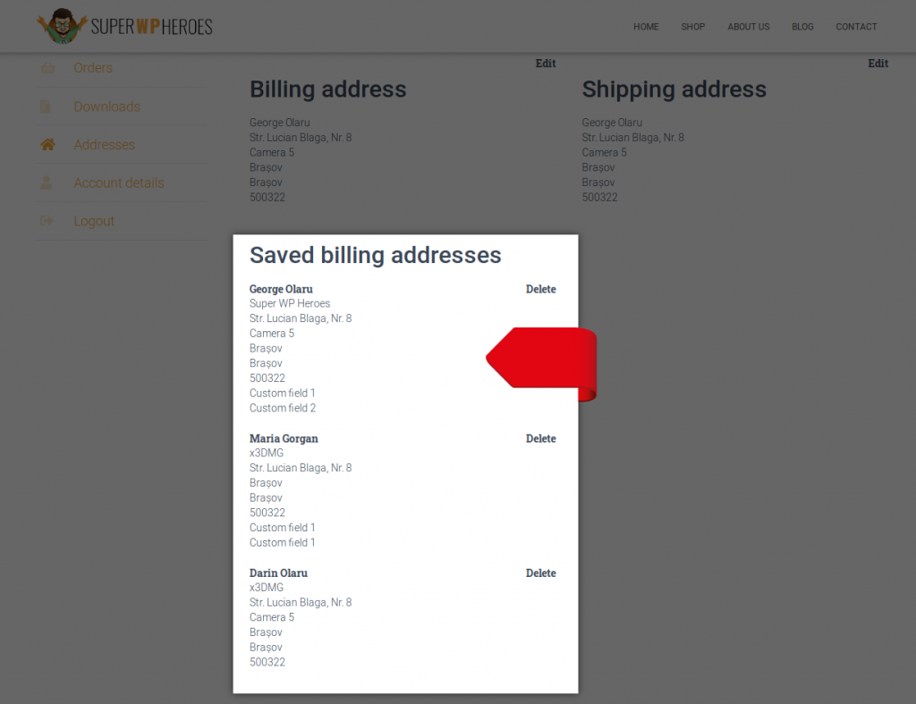 multiple billing addresses for woocommerce my account